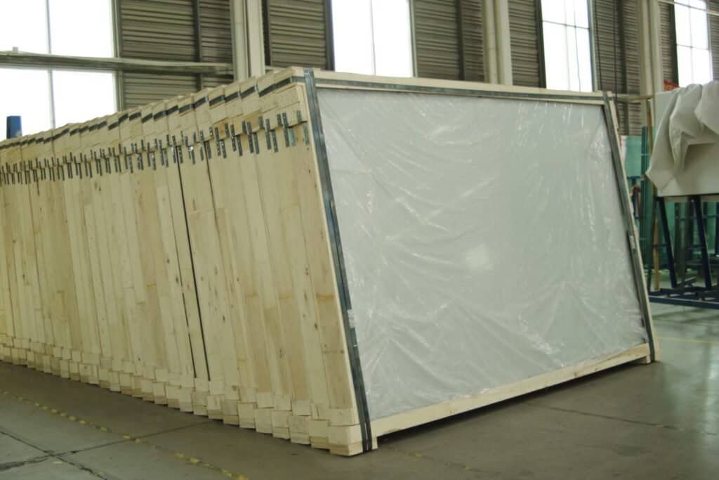 A-frame steel racks portect glass 