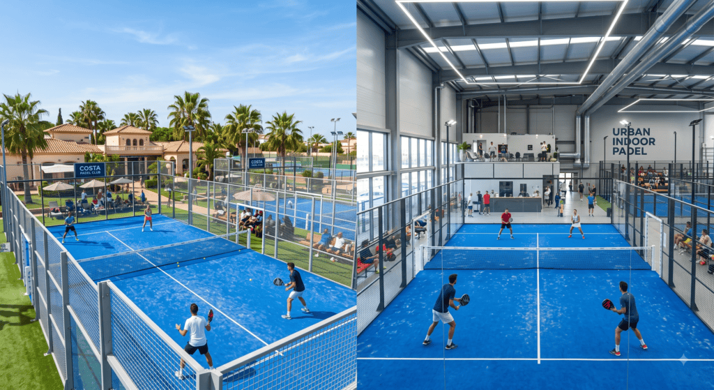 Outdoor and indoor padel court