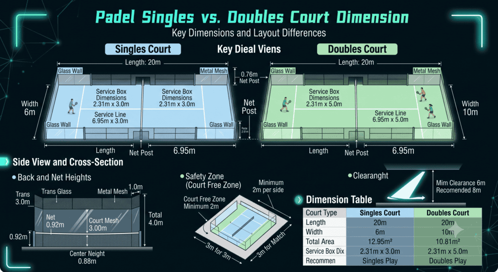 Padel Single Court vs Double Court