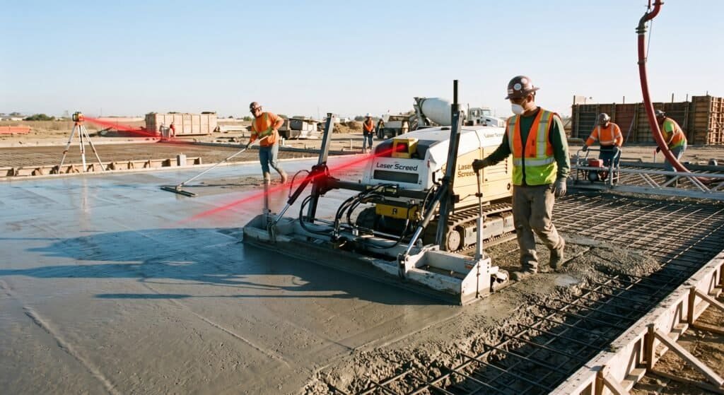 Workers pouring a reinforced