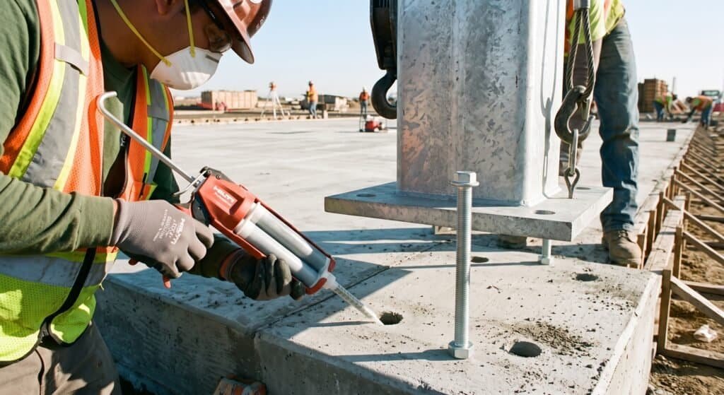 injected into concrete